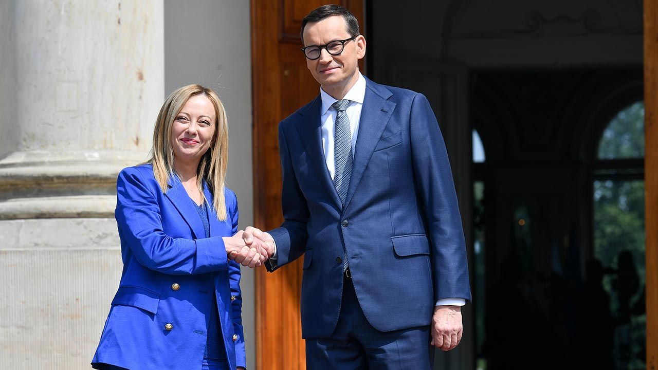 Mateusz Morawiecki și Giorgia Meloni, sursa foto TVP Info