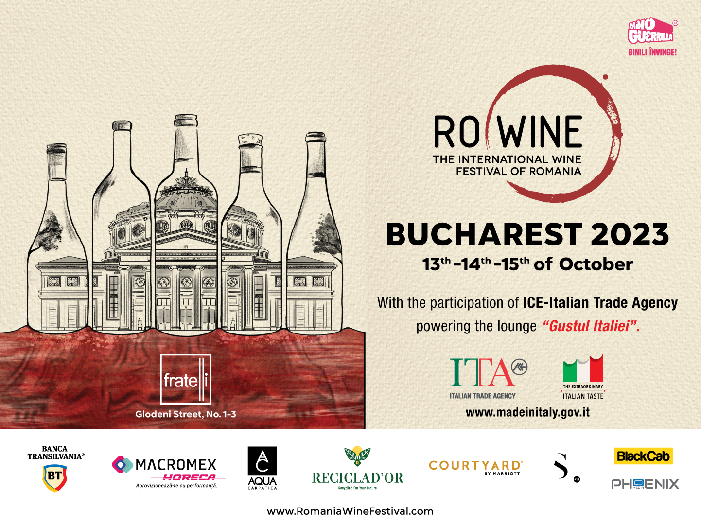 Reciclad’OR adaugă o notă eco-friendly la RO-Wine. Festivalul Internațional al Vinului Revine la Fratelli București